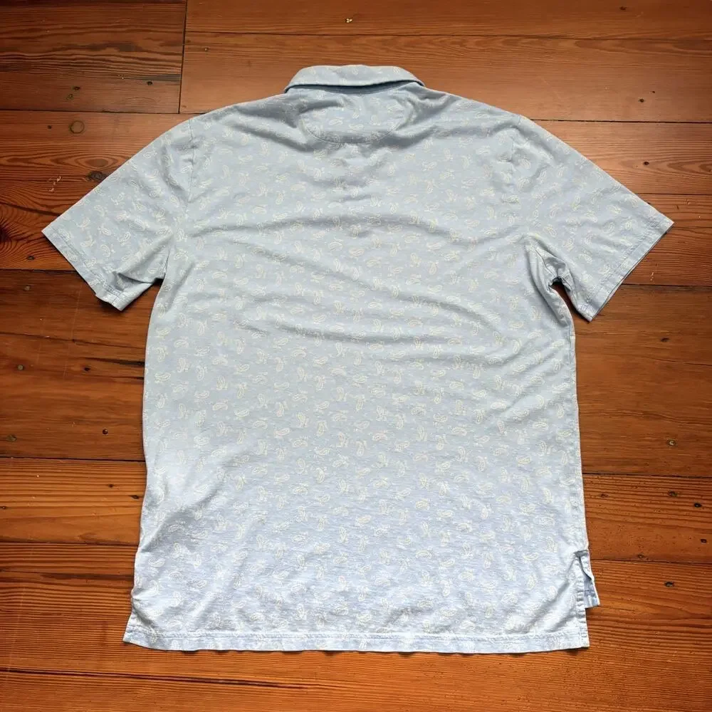 Polo Ralph Lauren Golf Polo Shirt Men's Size L Blue Short Sleeve Cotton Paisley